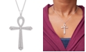 Macy's Diamond Ankh Cross 20" Pendant Necklace (1/2 ct. t.w.) in Sterling Silver